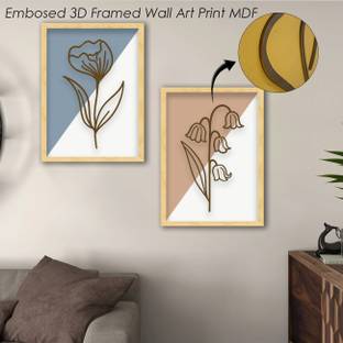 Painting Mantra Boho MDF Embossed 3D Art Print Wall Décor Pack of 2