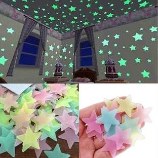 Qweezer Glowing Stars for Ceiling,Birthday Glow Star for Kids room Wall Decoration Pack of 50