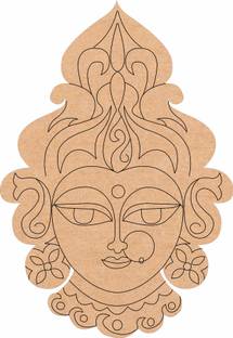 SureLaserCut Sure Laser Cut Maa Durga MDF Engraved Design Base Cutout for DIY
