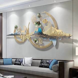 Ultra Shine Home Decor Metal Wall Art for Living Room Mountain with Deer Hangings Sculpture