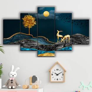 SNDArt Deer Modern Art Wall Decoration Gift Items Pack of 5