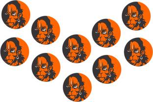 Bharat Secure Web Hanuman Sticker for Home/Office/Pooja Ghar/Mandir/Bike/Car (Size 11 cm x 11 cm) Pack of 10