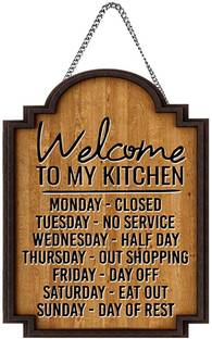 pnf Welcome to my kitchen for mom or wife Printed Home Wall Door Sign Hanging decoration (Wooden, 11x9 Inch,brown)-57-5