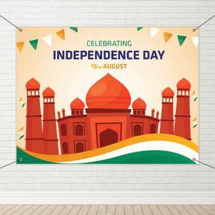 1iAM Happy Independence Day-1pc Flex Backdrop Decoration for School,College,Army Camp Pack of 4