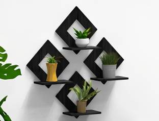 KV Art Kite Combo Eight Set Black Frame Home Décor MDF Wooden Wall Hanger for Bed Room