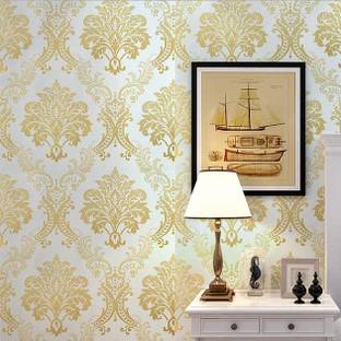 VI COLLECTIONS 2k Golden Green Damask 200 cm 45 cm wallpaper