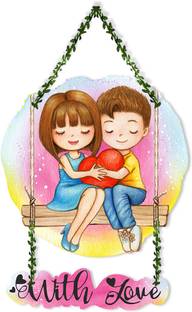 Artvibes Cute Couple Wall Hanging For Home Decor | Gifts For Valentine's Day (WH_8303N)