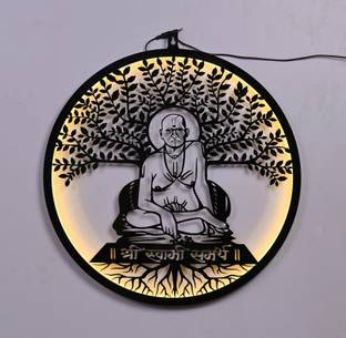 ART ENTERPISES Backlit Shree Swami Samarth 24 Inch 3D Wall Art with Led Backlight