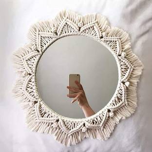 RAJDEEP COLLECTION Macrame Mirror,Wall Hanging Round Mirror,Boho Wall Art (MADE IN INDIA).
