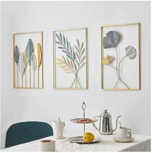 Brassz Design Studio Metal Leaf Wall Decor Set Modern Minimalist Abstract Line Wall Art