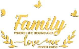 Incrizma 3D Family Letter Quotes Acrylic Mirror Decor Butterfly Decal (Golden)