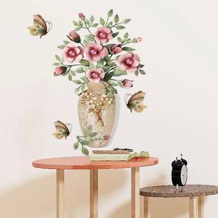 JAAMSO ROYALS SK6134 Flowers with designer vase Wall Sticker