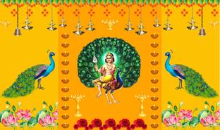 Backdropon Lord Mayurapriya Murugan Design Printed Backdrop (5Feet Height & 8Feet width)