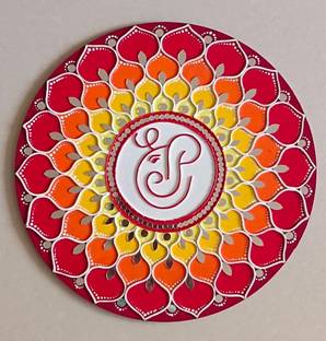 Rema Fabtex Art Lippan Art Mirror Wall Decor Handmade Wall Art - Shree Ganesha