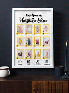 NEW PRINT CREATIONS One Year of Birthday Photo Frame|Personalized 12 Images With Texts