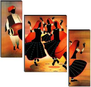 saf Rajasthani culture wall painting for home decoration Pack of 3