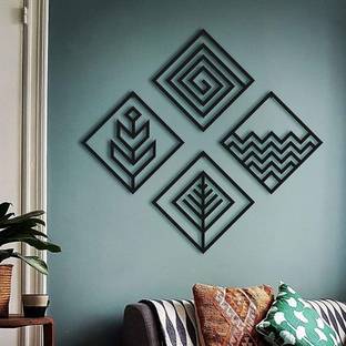 TRIOWORLD WOODEN WALL ART 12X12 Pack of 4