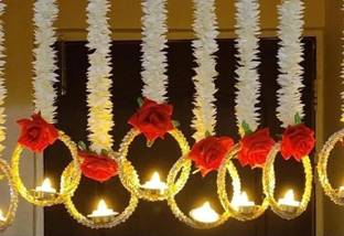 Takshhaven Wall Hangings with LED Tea Lights for Home Decoration, Diwali Door Hanging Pack of 5