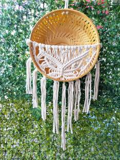 Kasba Cotton Macrame Decorative Wall Hanging Bamboo Basket