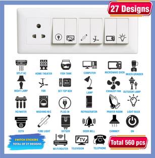 TILKOR 3.81 cm Switch Board Stickers For Home Fan, Light,TV, Etc Switch Stickers Pack of 560