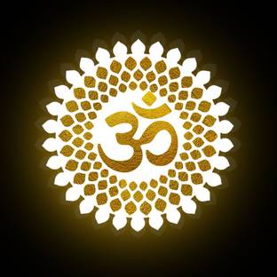 OM MANDALA CREATION OM Mandala Wall Lit LED Light Wall Decor A well-designed(White & Golden yellow)