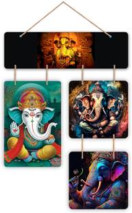 Khatu Crafts Ganesha Wooden Door Wall Designer Hanging for Home Decoration/Home Décor