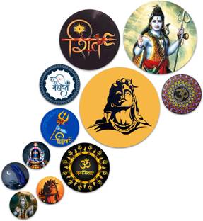 BookYourGift Beautiful Shiva Wooden Wall Plates For Home Decor/ Pack Of 11 Pack of 11