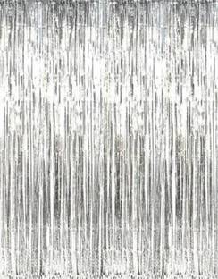 Juneja Enterprises Large Silver Fringe Curtains Pack of 2