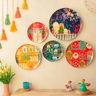 Ritualistic Vintage India Metal Wall Plates | Wall Sculpture & Decor| Home Decoration | Pack of 5