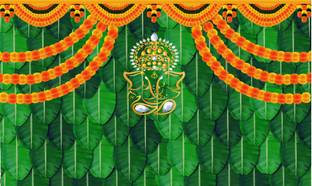 Backdropon Lord Ganesha Design Printed Fabric Backdrop (5Feet Height & 8Feet width)