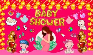 Backdropon Baby Shower Decoration Design Printed Fabric Backdrop(5Feet Height &8Feet width)