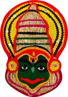 Devaa Kathakali face wall hanging made of Ramacham grass ( grass used for Pooja)