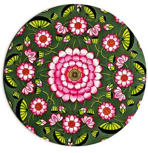 Craft Shop Alekhan Green & Pink Colour MDF Base Round Shaped Cutout Pack of 6