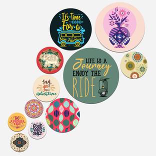 Fabaura Wooden Wall Hanging Decoration Artwork Decorative Iteam Home Décor (WPS_142N-F) Pack of 11