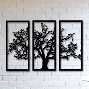 Mitansh The 3D Wall Art TREE 3 PIECES WALL ART2 149(Black)Suitable for Living Room,Foyer,Bedroom,Hallway
