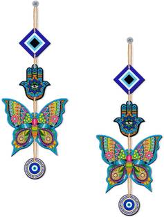 Raptech Home decor Butterfly Evil Eye Hanging for House/Positive Vibes/Hamsa Hand Pack of 2