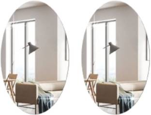 wolkwogg Basin Mirror Bathroom Wall Mirror Both Side Sticker Acrylic Wall Mirror Pack of 2