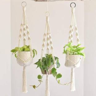 RAJDEEP COLLECTION Home Décor/Indoor Wall Hanging/Boho Planter Hanger/Pot Holder(MADE IN INDIA) Pack of 3