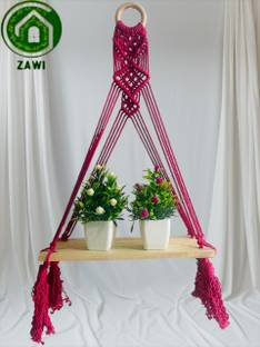 ZAWI Macrame Indoor Wall Hanging Shelf Chic Decor Wood Floating Boho Shelves