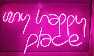 SIFTY COLLECTIONS My Happy Place Neon Sign Wall/Table Decor Cool Home Decor Office 10x 17inc