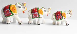 SHIV COLLECTION HandCrafted Set of 3 idol Elephant For Decoration And Gift Purpose Decorative Showpiece Decorative Showpiece - 5 cm Decorative Showpiece - 4 cm
