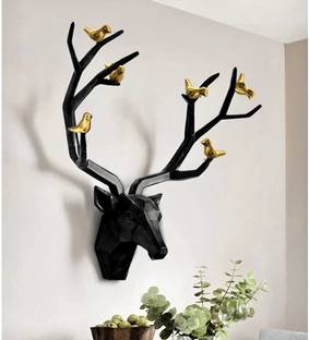 Zove Metal Wall Mounted Deer Head Wall Art Decor Hanging for Home