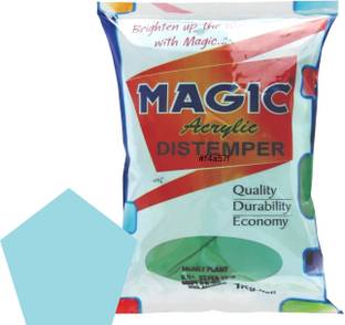 Magic Paints Acrylic Distemper Smooth Matte Finish Applied on Interior Cement Plaster ,Ceilings, Asbestos Sheets, Concrete as a Top Coat Finish NEW STAIN BLUE Distemper Wall Paint