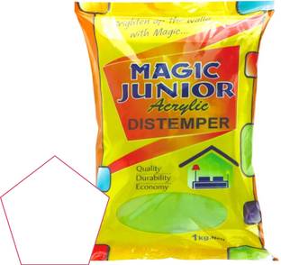 Magic Paints Junior Acrylic Distemper Smooth Matte Finish Applied on Cement Plaster WHITE Distemper Wall Paint