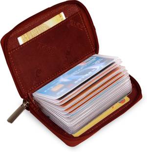 ABYS Genuine Leather RFID Protected Credit Debit ID Card Holder for Men and Women 15 Card Holder