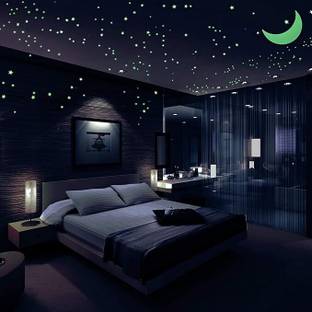 ThePrintlink 30 cm Glowing Sticker of Half moon and Star Pack of 150 Self Adhesive Sticker