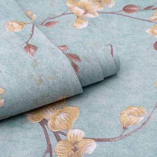 Wallmonks Vinyl Floral & Botanical Blue Wallpaper