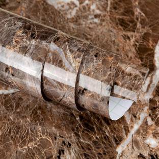 HYGEX 200 cm Marble Aluminum Foil Kitchen Stickers, Wall Desk Removable Sticker - Brown Removable Sticker