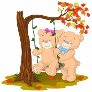 WallFX 30 inch cute teddy bear wall sticker for home decoration Self Adhesive Sticker
