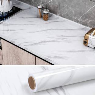 Amezia White High Gloss Marble Furniture Self Adhesive Wallpaper 200 x 61 cm Pack of 3